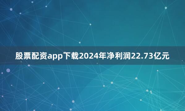 股票配资app下载2024年净利润22.73亿元